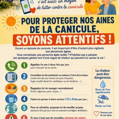 Affiche de sensibilisation à la canicule pour nos ainés